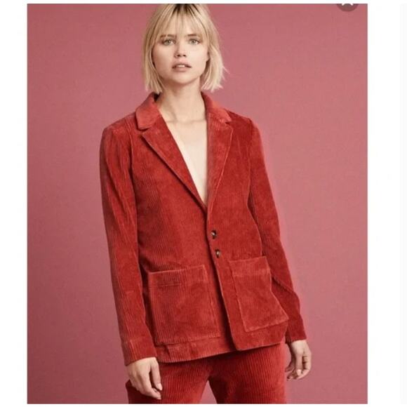 Marine Layer Montreal Corduroy Blazer Jacket Red Size Small - Picture 8 of 8